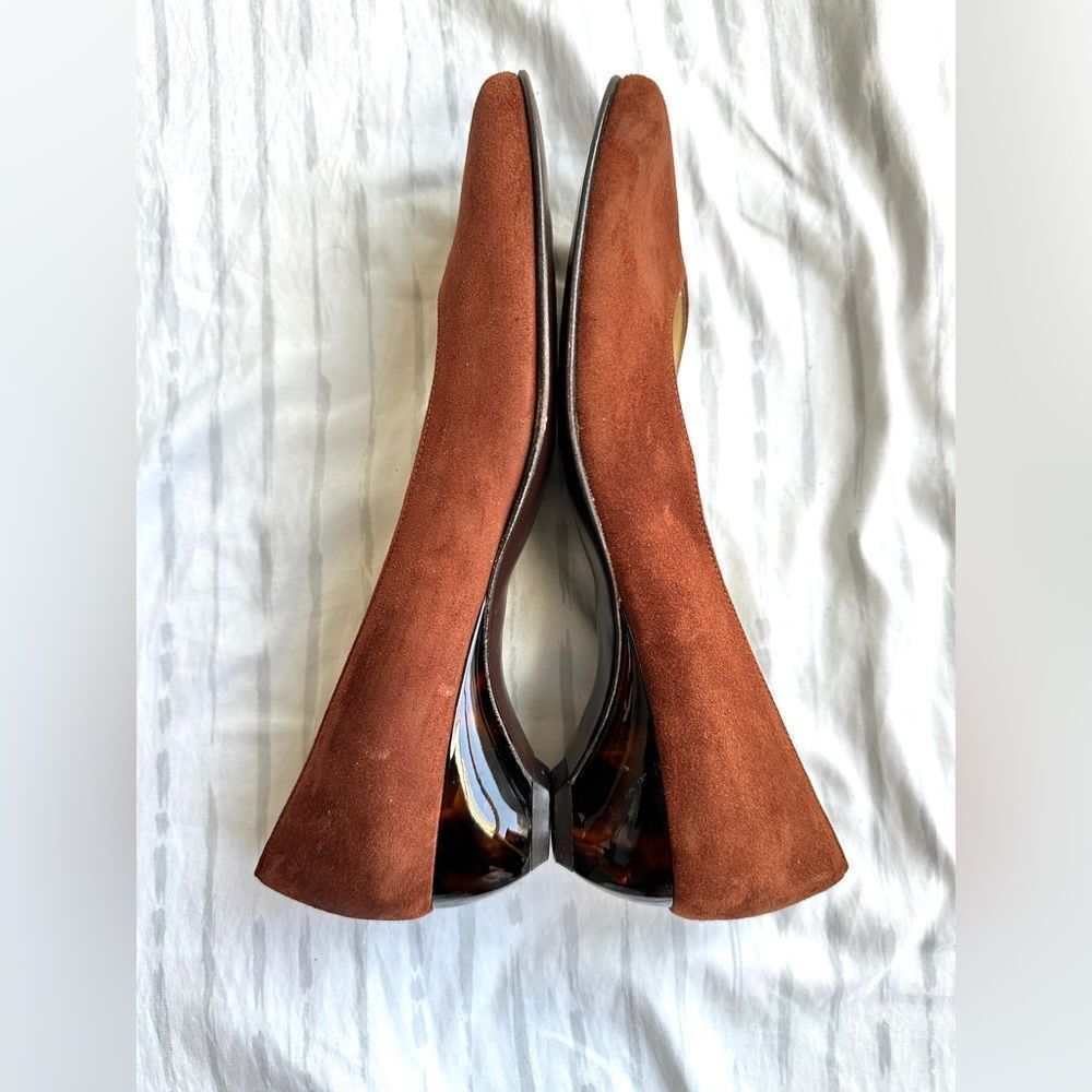 Salvatore Ferragamo brown Suede Tortoise Heels women’s size 7- 3A Italy - Picture 7 of 12